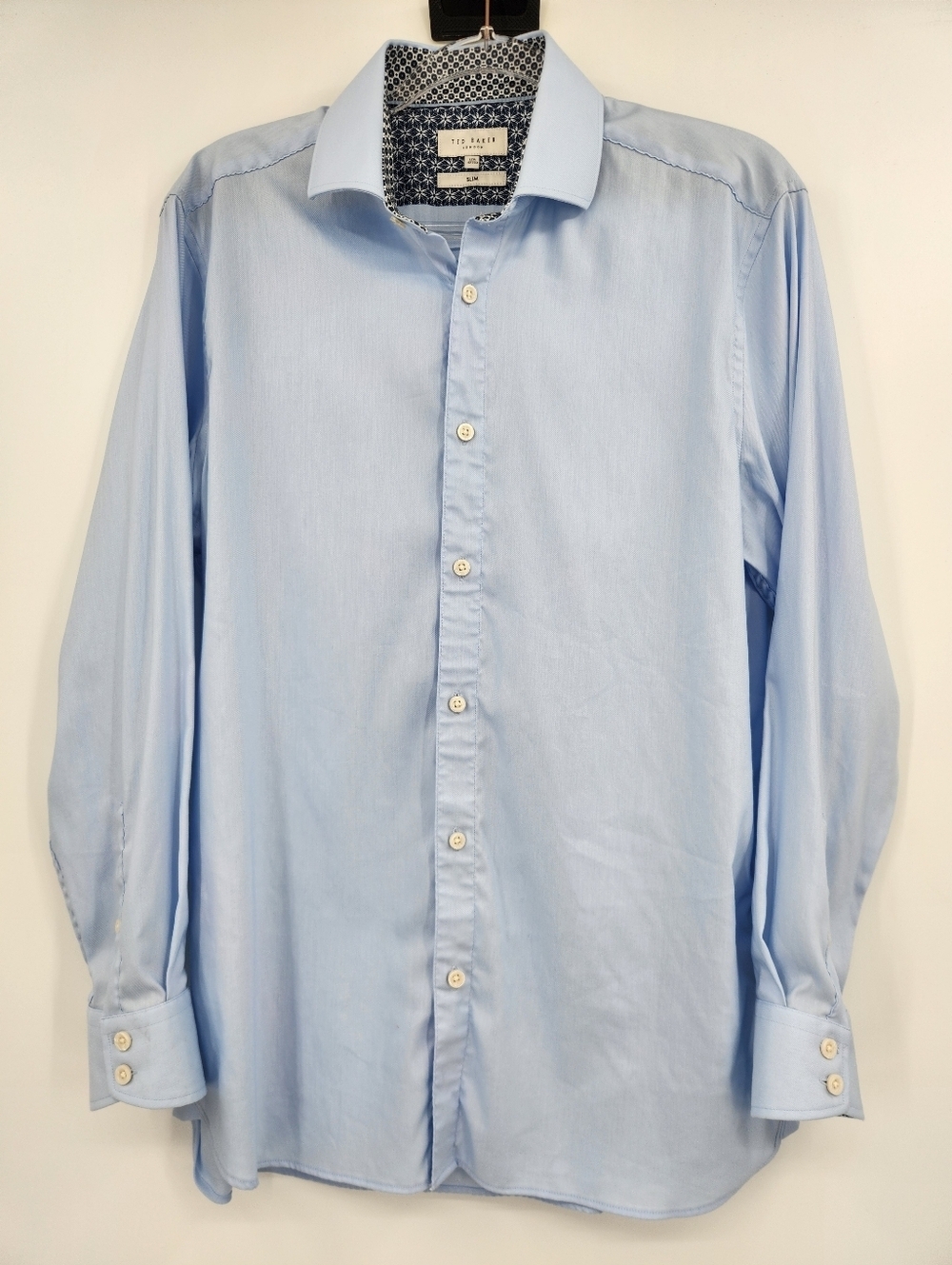 Ted Baker London Slim Long Sleeve Button Front Shirt Mens Size 15.5 32/33 Blue